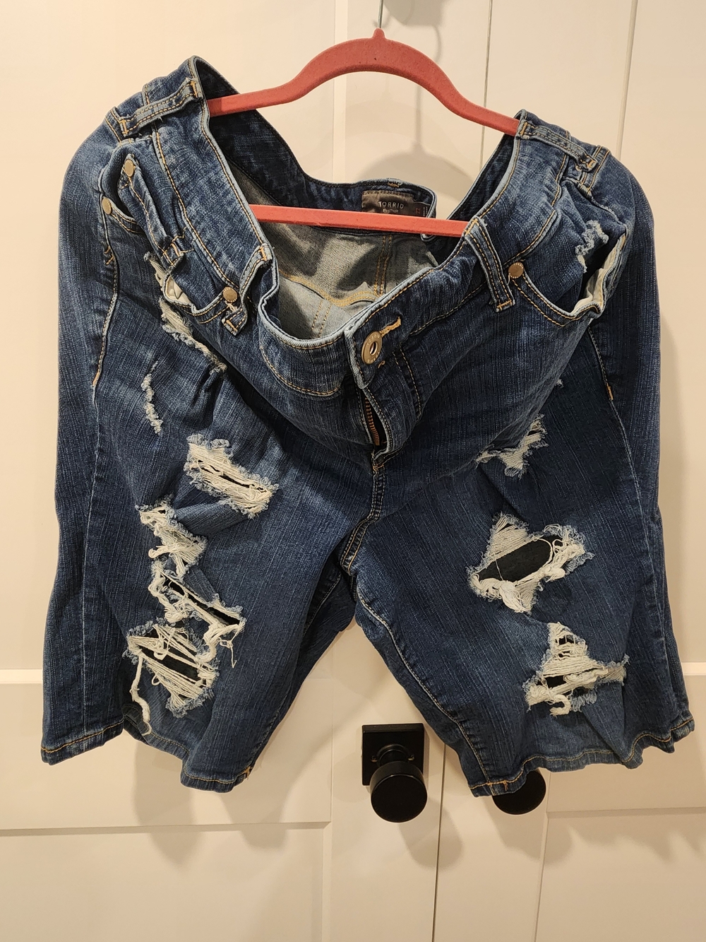 torrid Distressed Dark Blue Ripped Jean Shorts